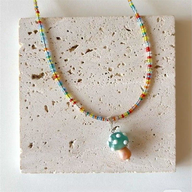 Mushroom beaded necklace