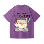 Sysadmins Cat Vintage Wash Japanese Design T-Shirt
