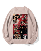 Psychedelic Black Cat Cotton Sweatshirt