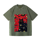 Cat Vintage Wash Japanese Design T-Shirt