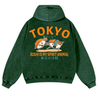 Sushi Vintage Washed Cotton Back Art Hoodie