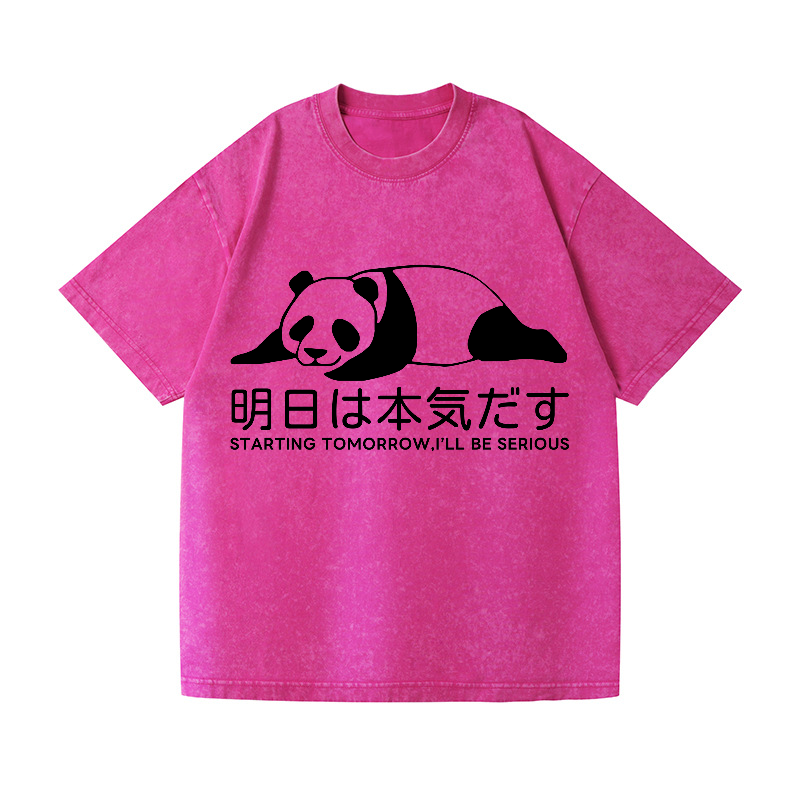 Starting Tomorrow, I'Ll Be Serious Panda Vintage Wash Japanese Design T-Shirt