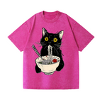 Ramen Cat Vintage Wash Japanese Design T-Shirt