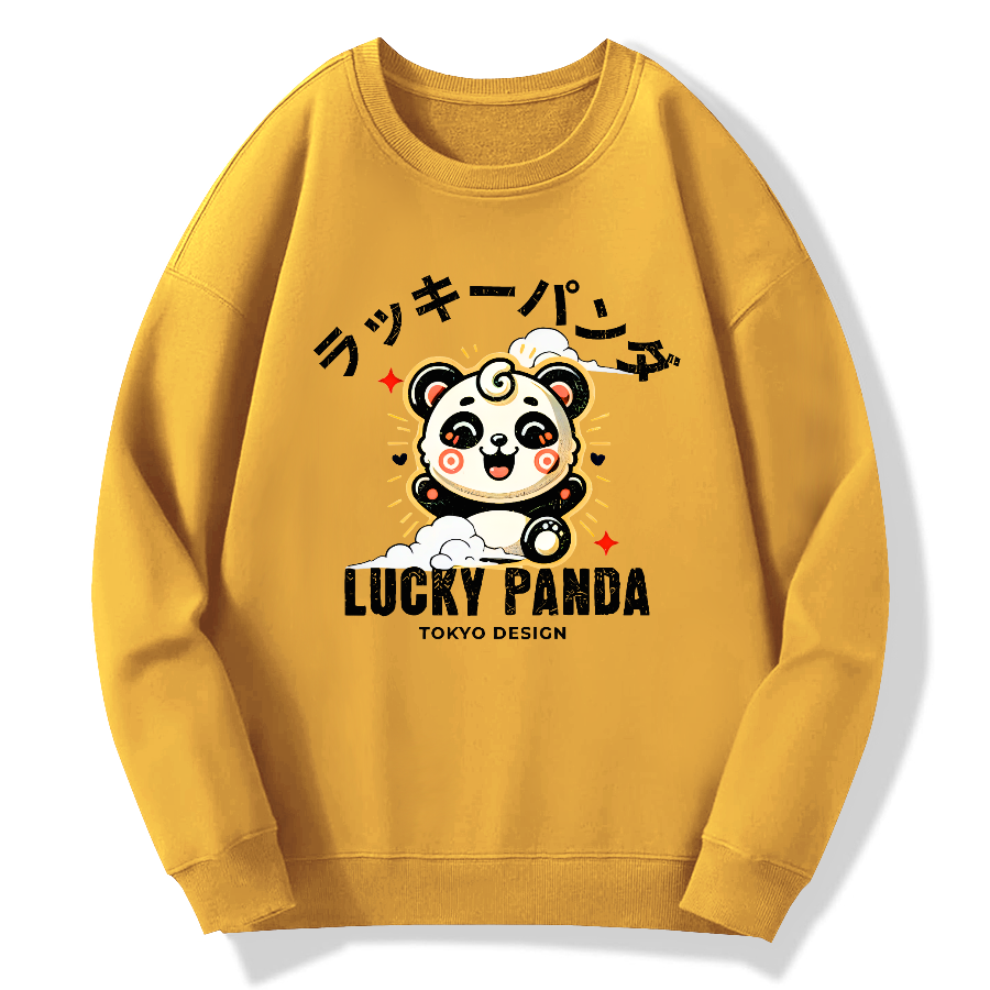 Lucky Panda Cotton Pullover Sweatshirt