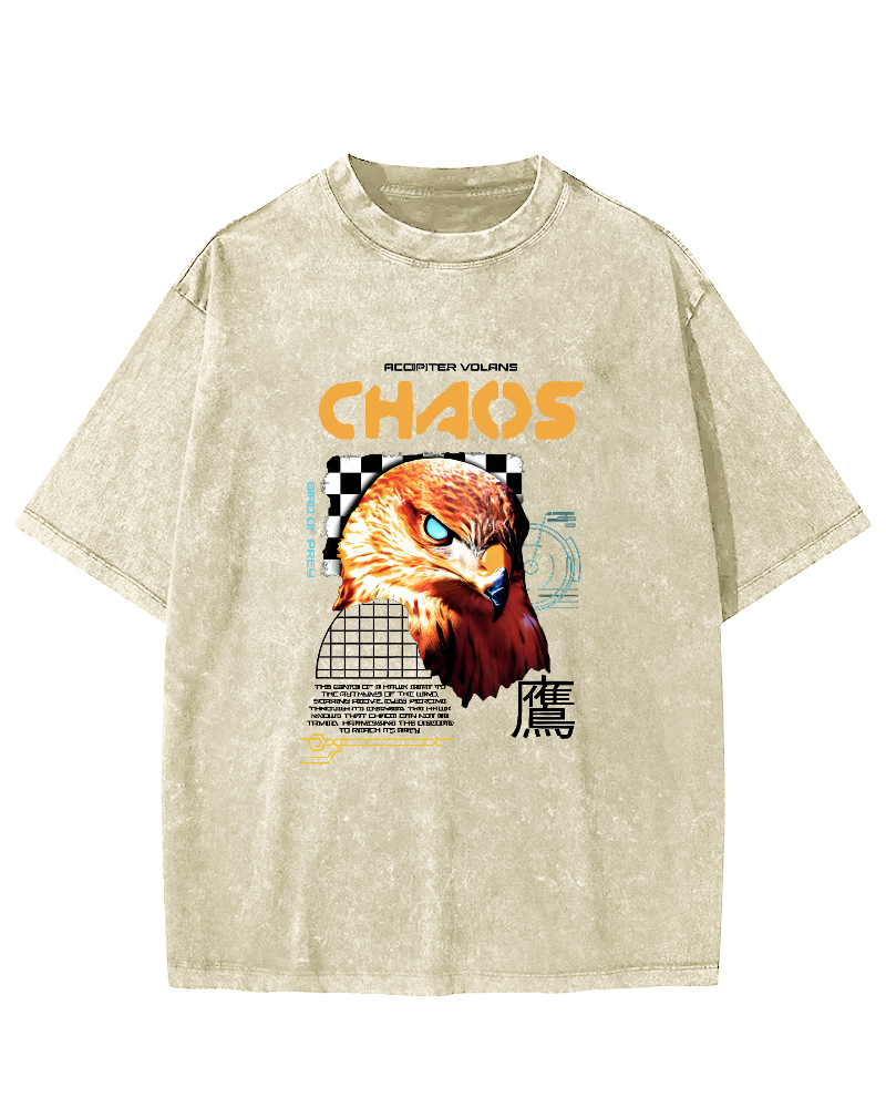 Japanese Eagle Pattern Vintage Distressed T-shirt