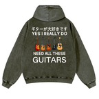 Guitars Vintage Washed Cotton Back Art Hoodie