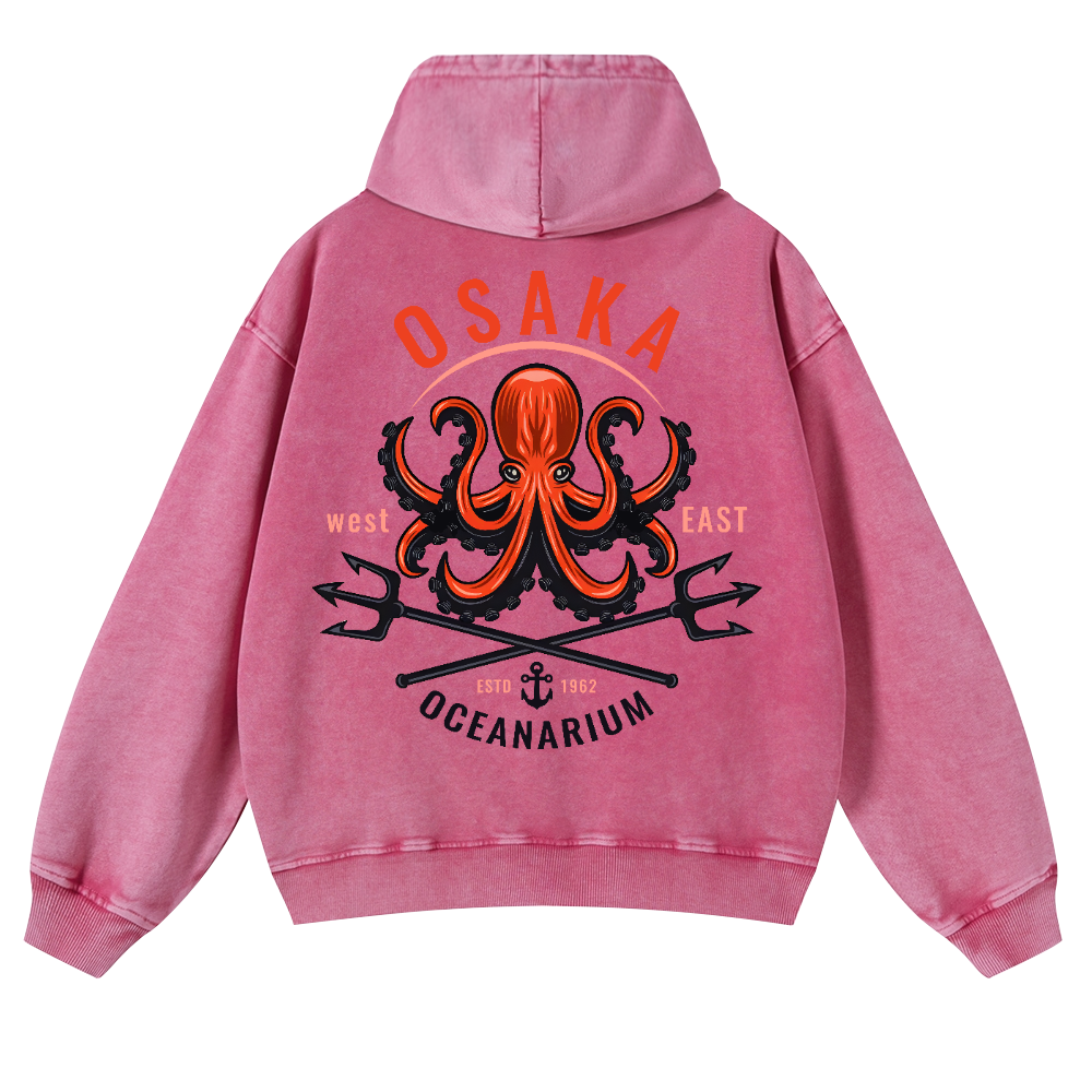 Osaka Octopus Vintage Washed Cotton Back Art Hoodie