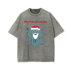 Christmas Octopus Vintage Wash Japanese Design T-Shirt