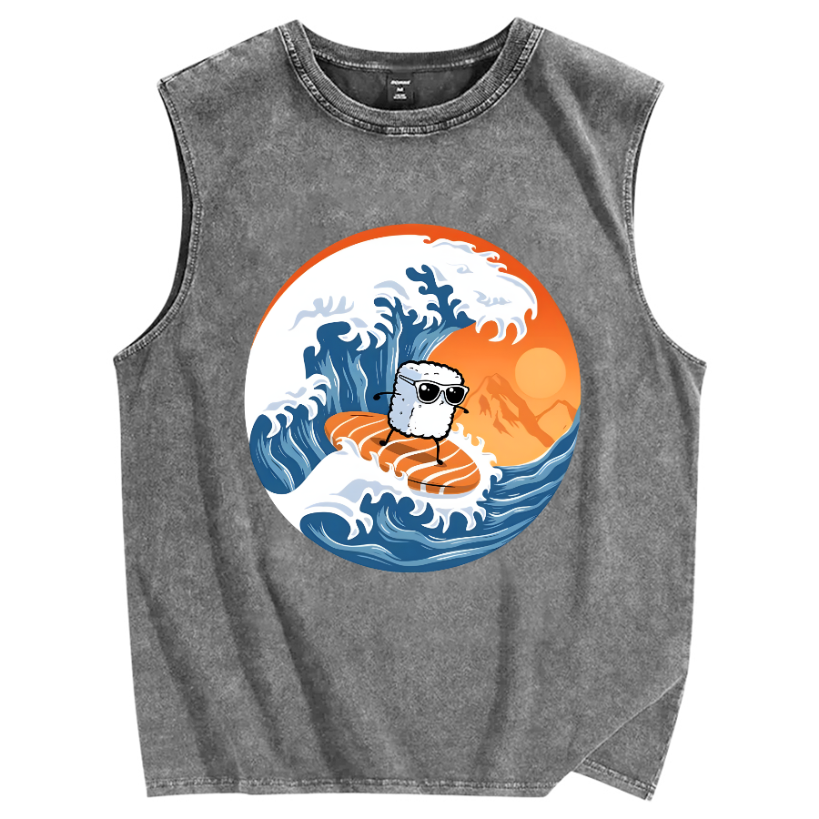 Sushi Surfing Vintage Distressed Washed Tank Top