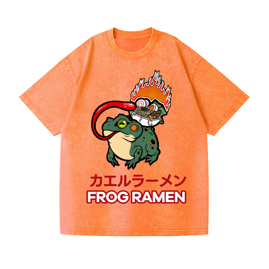 Frog Ramen Vintage Wash Japanese Design T-Shirt