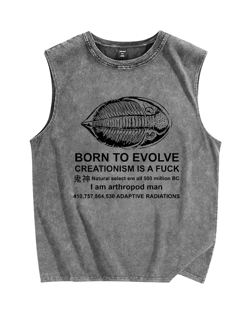 Born to Evolve Vintage Distressed Washed Tank Top