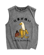 Hate Working Vintage Distressed Washed Tank Top
