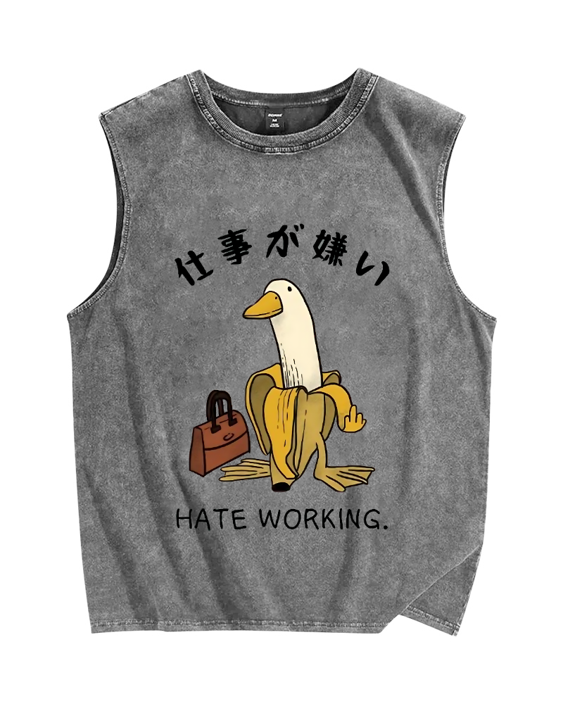 Hate Working Vintage Distressed Washed Tank Top