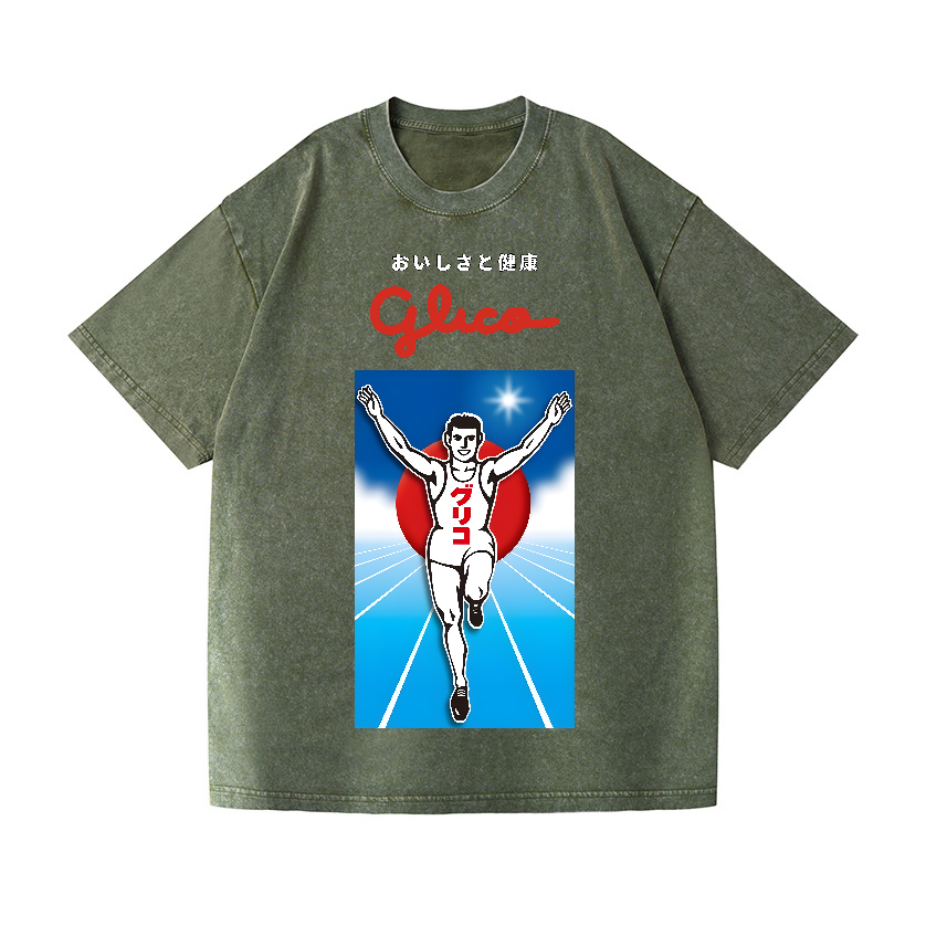 Osaka Dotonbori Glico Running Man Vintage Wash Japanese Design T-Shirt