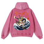 Ramen Wave Vintage Washed Cotton Back Art Hoodie