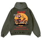 Hunter Cub Motorcycle Bike Vintage Washed Cotton Back Art Hoodie