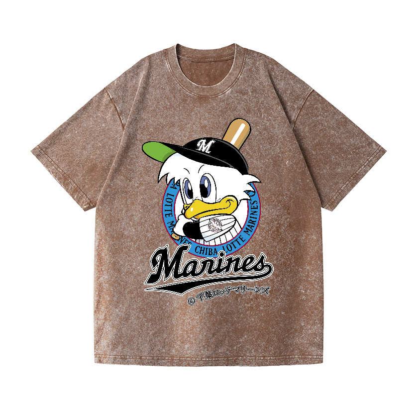 Chiba Lotte Marines Baseball Vintage Wash Japanese Design T-Shirt