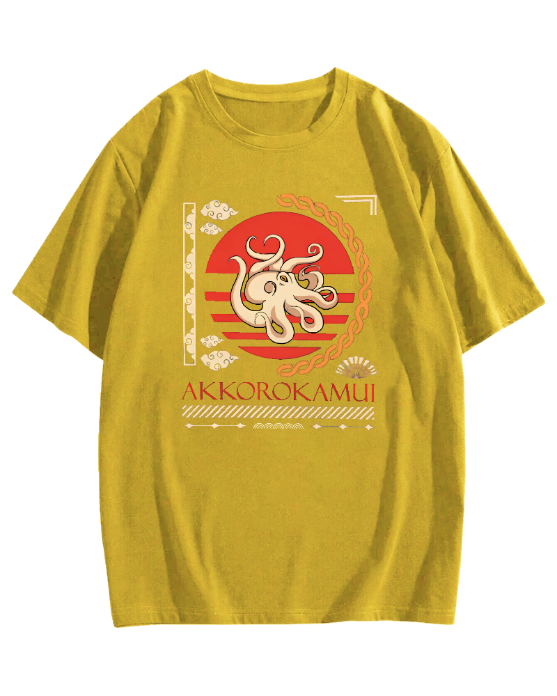 Japanese Octopus Cotton casual T-shirt