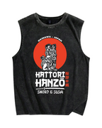 Retro Japanese Style Vintage Distressed Washed Tank Top