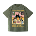 Spaghetti Cat Vintage Wash Japanese Design T-Shirt