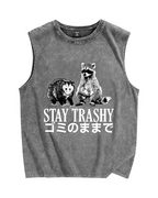 Stay Trashy Vintage Distressed Washed Tank Top
