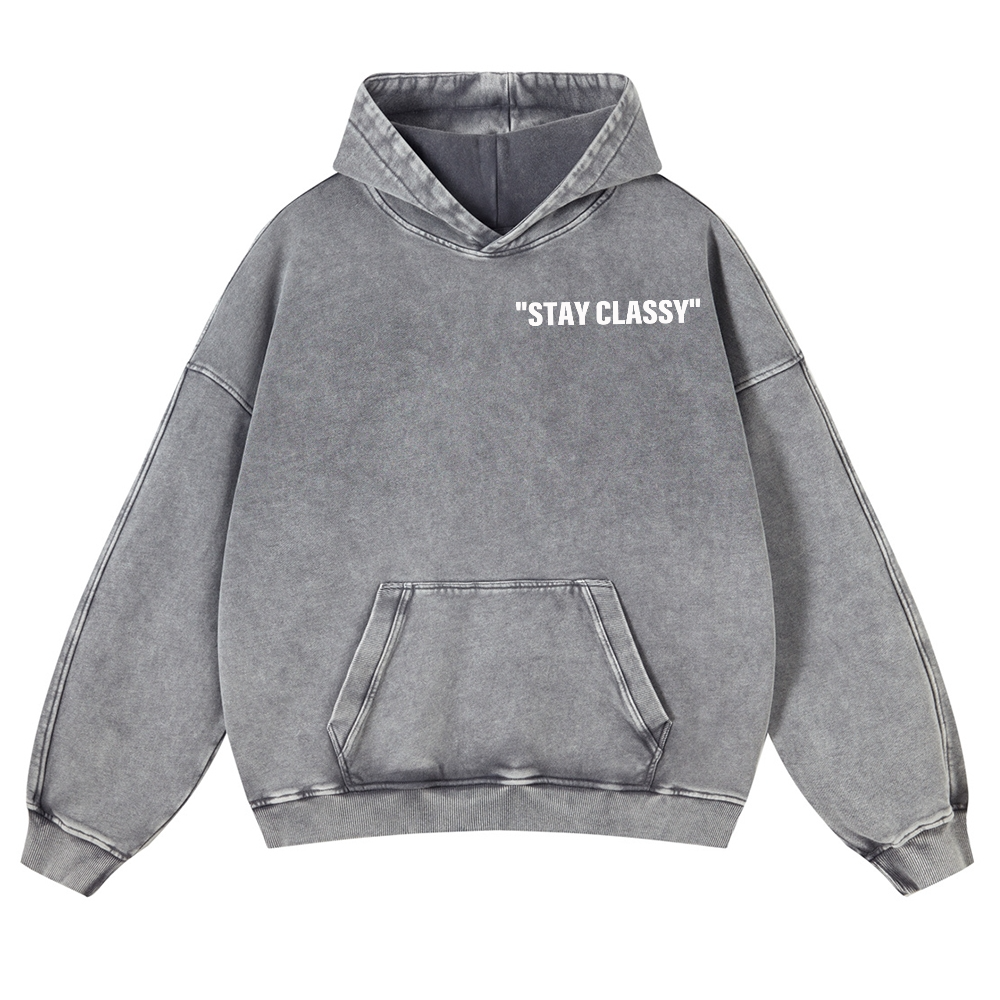 Stay Classy Bird Vintage Washed Cotton Back Art Hoodie