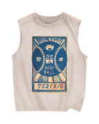 Retro Baseball Stamp Vintage Distressed Washed Tank Top