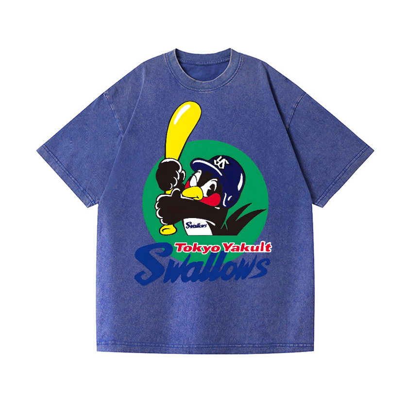 Tokyo Yakult Swallows Baseball Vintage Wash Japanese Design T-Shirt
