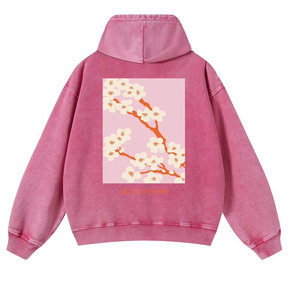 Sakura Vintage Washed Cotton Back Art Hoodie
