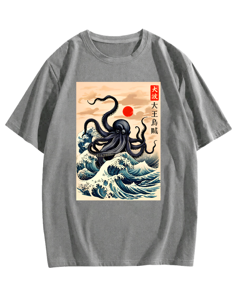 King Octopus Japanese Cotton casual T-shirt