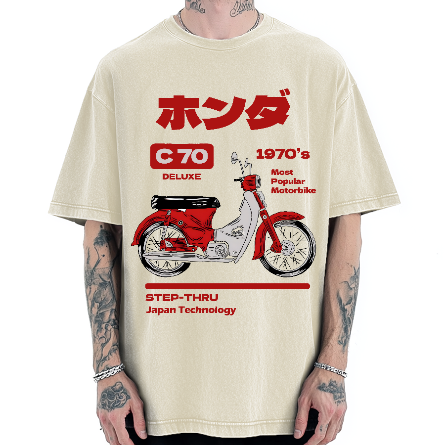C70 Retro Motorcycle Vintage Washed T-shirt
