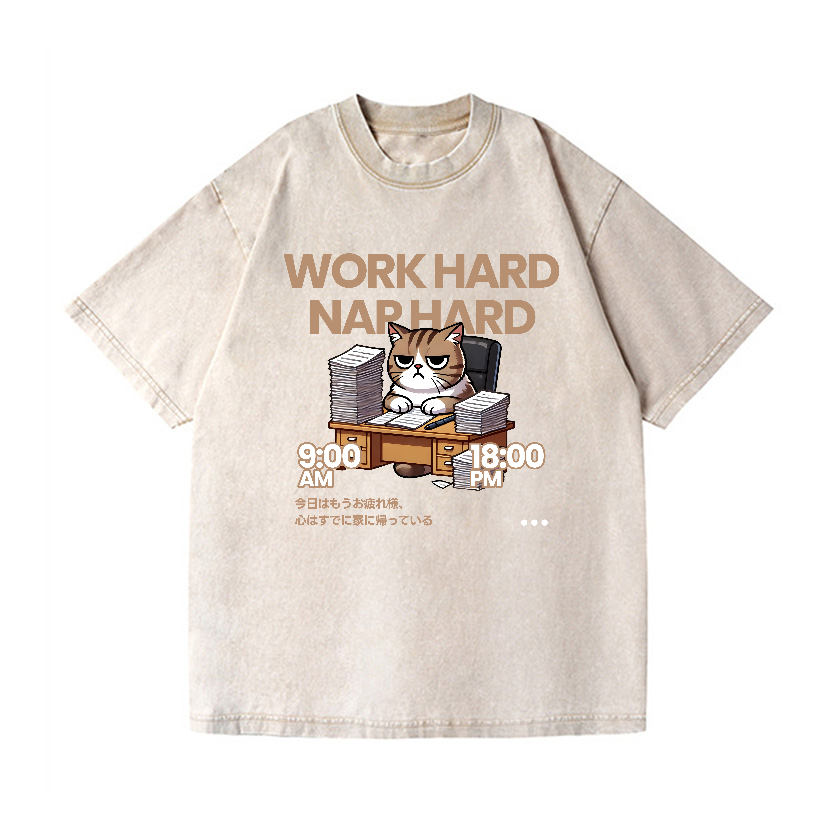 Cat Vintage Wash Japanese Design T-Shirt