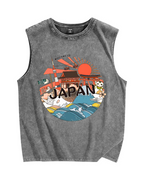 Welcome to Japan Poster Vintage Distressed Washed Tank Top