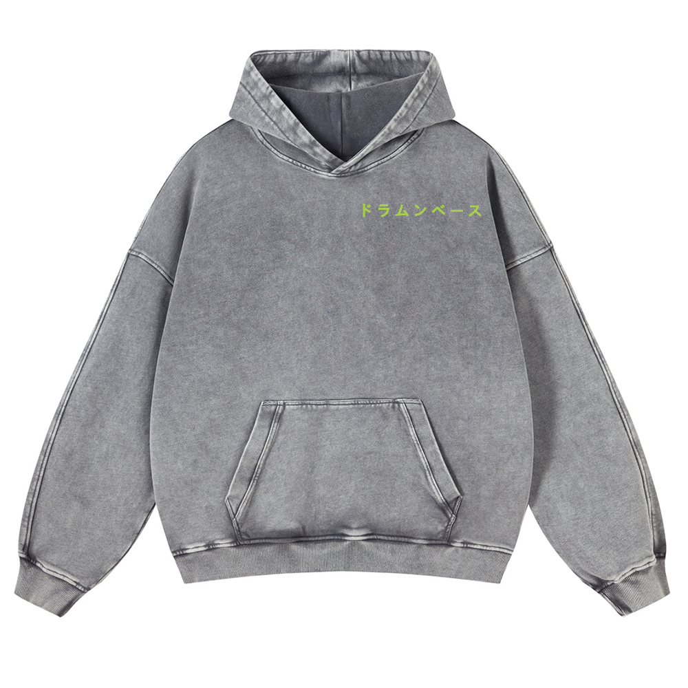 Drum & Bass Vintage Washed Cotton Back Art Hoodie