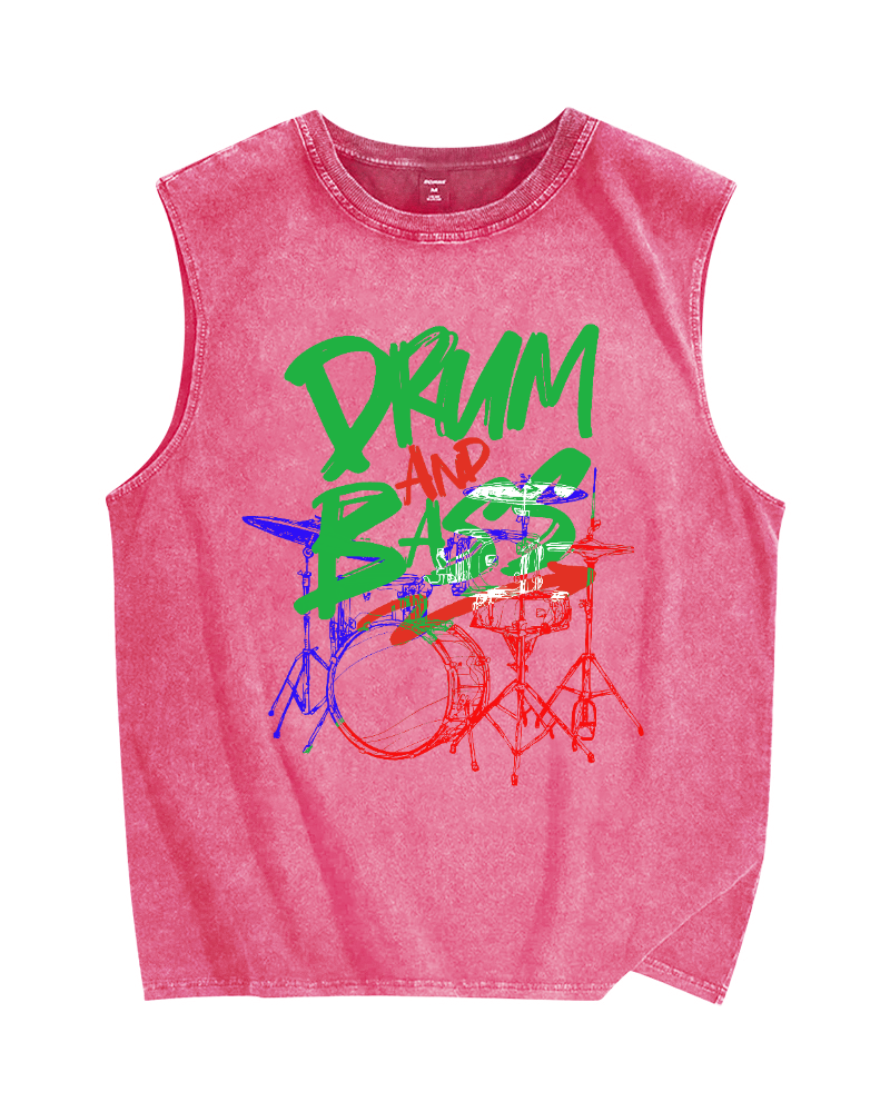 Drum And Bass Vintage Distressed Washed Tank Top