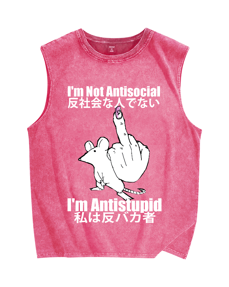 Anti-stupid Mouse Vintage Distressed Washed Tank Top