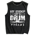 Let's Drum Vintage Distressed Washed Tank Top