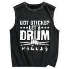 Let's Drum Vintage Distressed Washed Tank Top