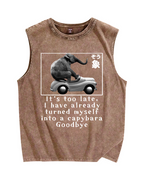 Funny elephant driving a car Vintage Distressed Washed Tank Top