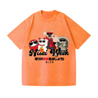 Cat Daruma Vintage Wash Japanese Design T-Shirt