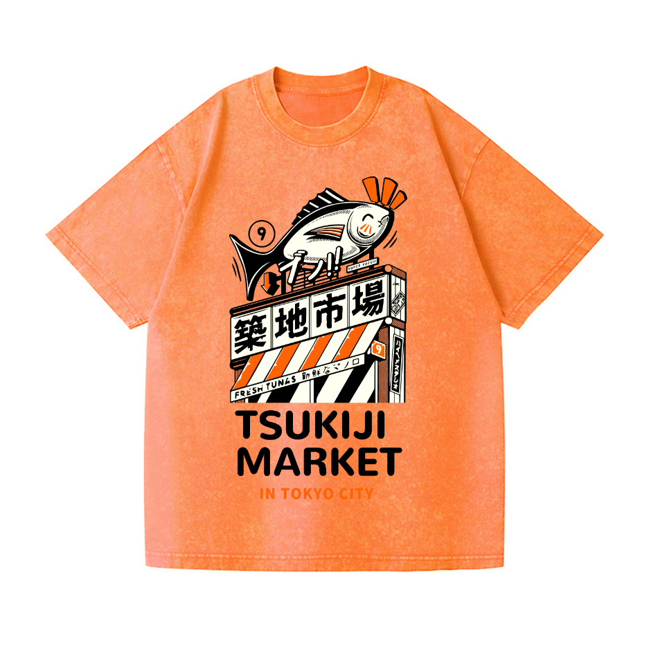 Tsukiji Market Vintage Wash Japanese Design T-Shirt