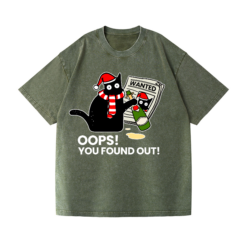 Cat Oops! You Found Out! Vintage Wash Japanese Design T-Shirt