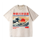 Kanagawa Ukiyo-e Great Wave Vintage Wash Japanese Design T-Shirt