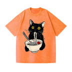 Ramen Cat Vintage Wash Japanese Design T-Shirt