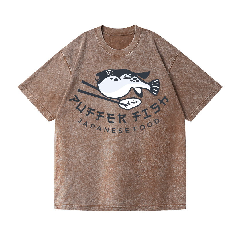 Puffer Fish Vintage Wash Japanese Design T-Shirt