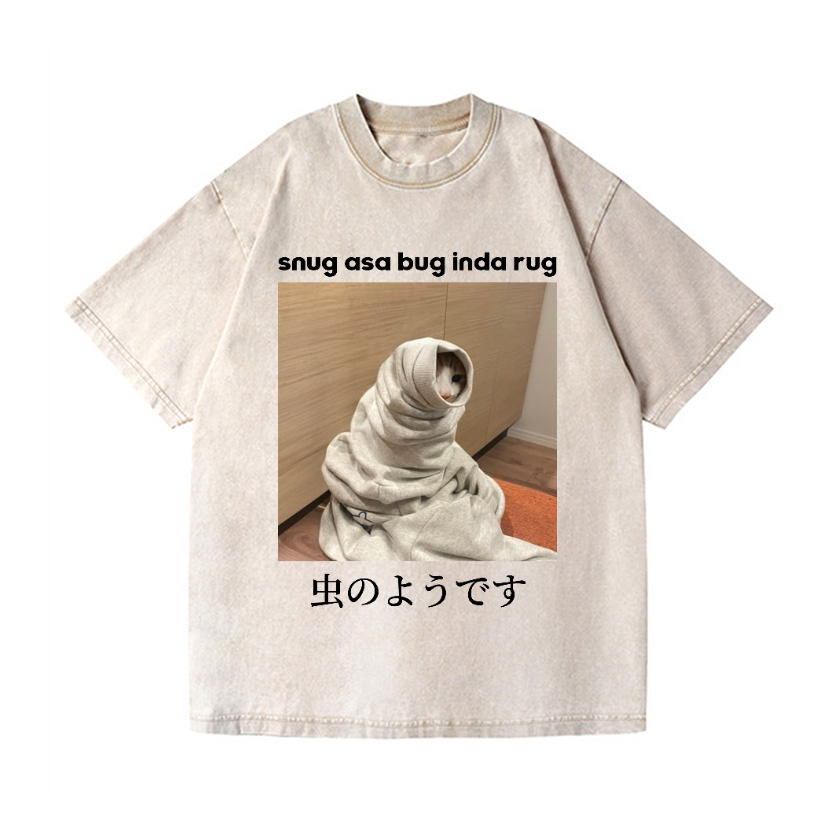 Snug Cat Vintage Wash Japanese Design T-Shirt