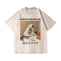 Snug Cat Vintage Wash Japanese Design T-Shirt