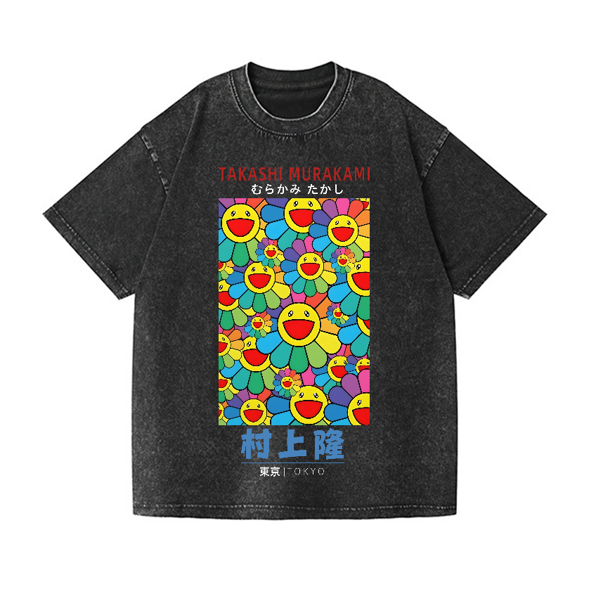 Japan Sunflowe Vintage Wash Japanese Design T-Shirt