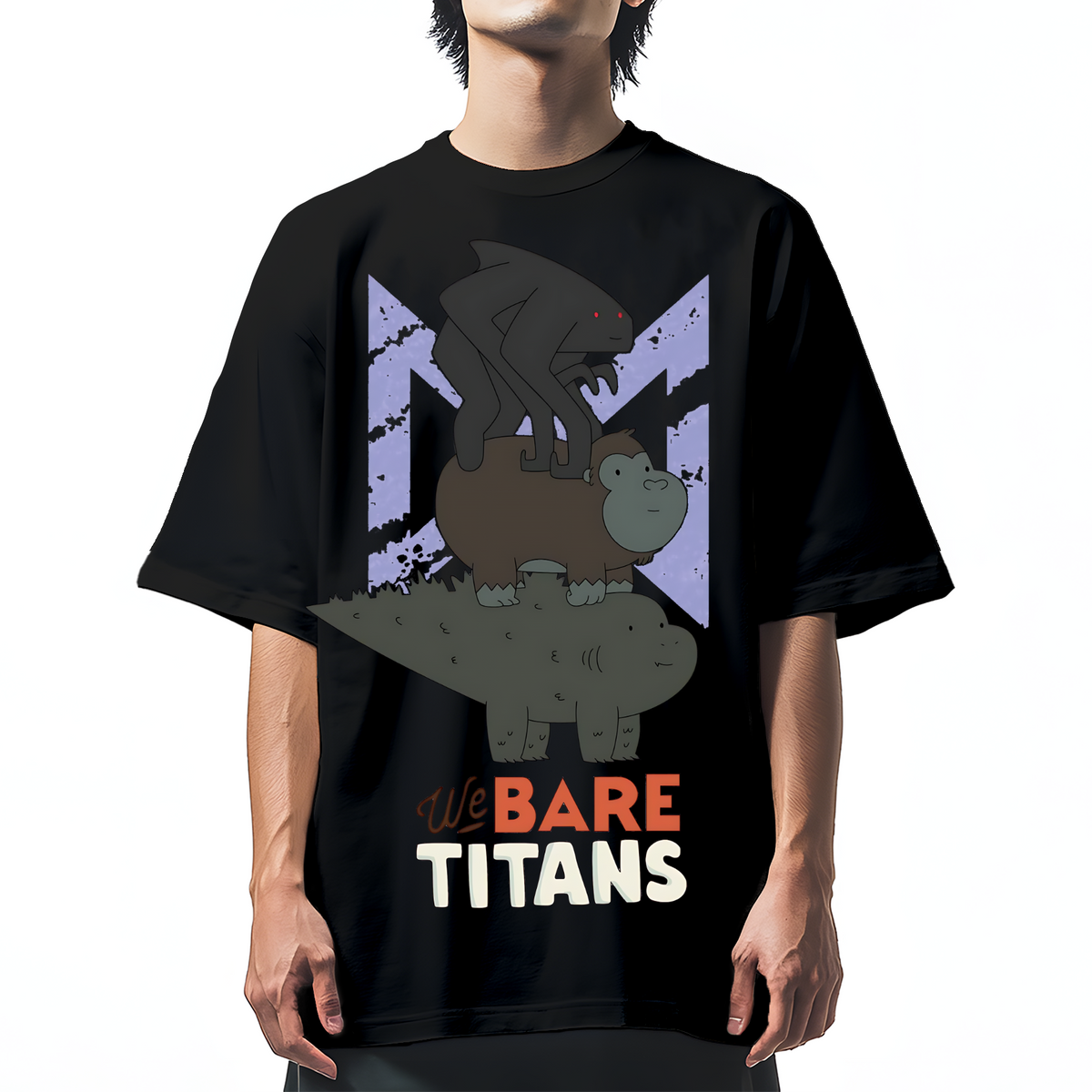 We Bare Titans Cute Monsters Japanese Cotton casual T-shirt