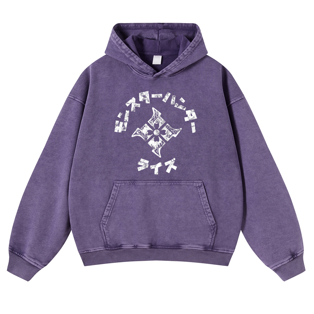 Monster Hunter Rise Vintage Washed Thick Cotton Hoodie